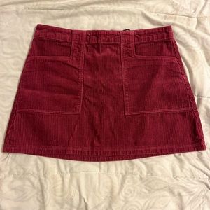 Burgundy Corduroy Mini Skirt